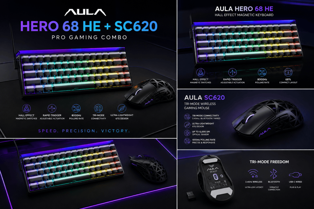 AULA Pro Mechanica Magnetic Gaming Bundle Keyboard And Mouse